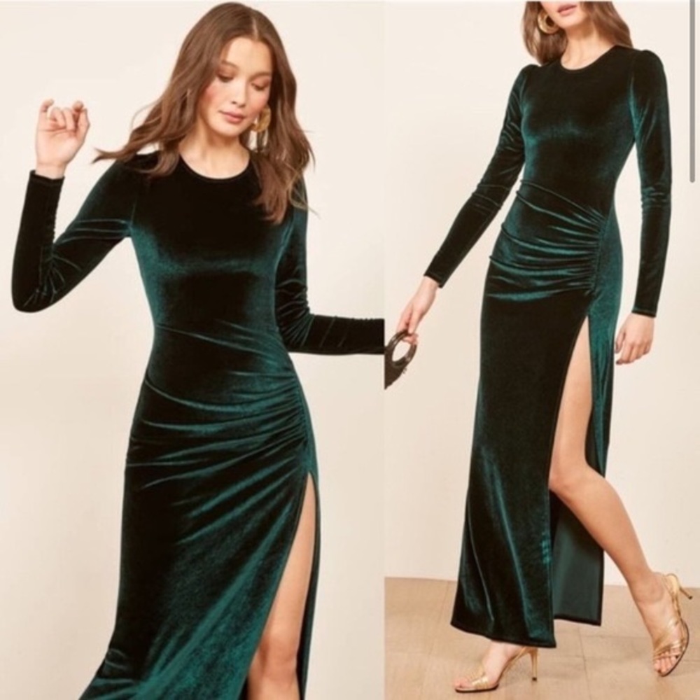 Reformation Ruby Dress in Emerald Green